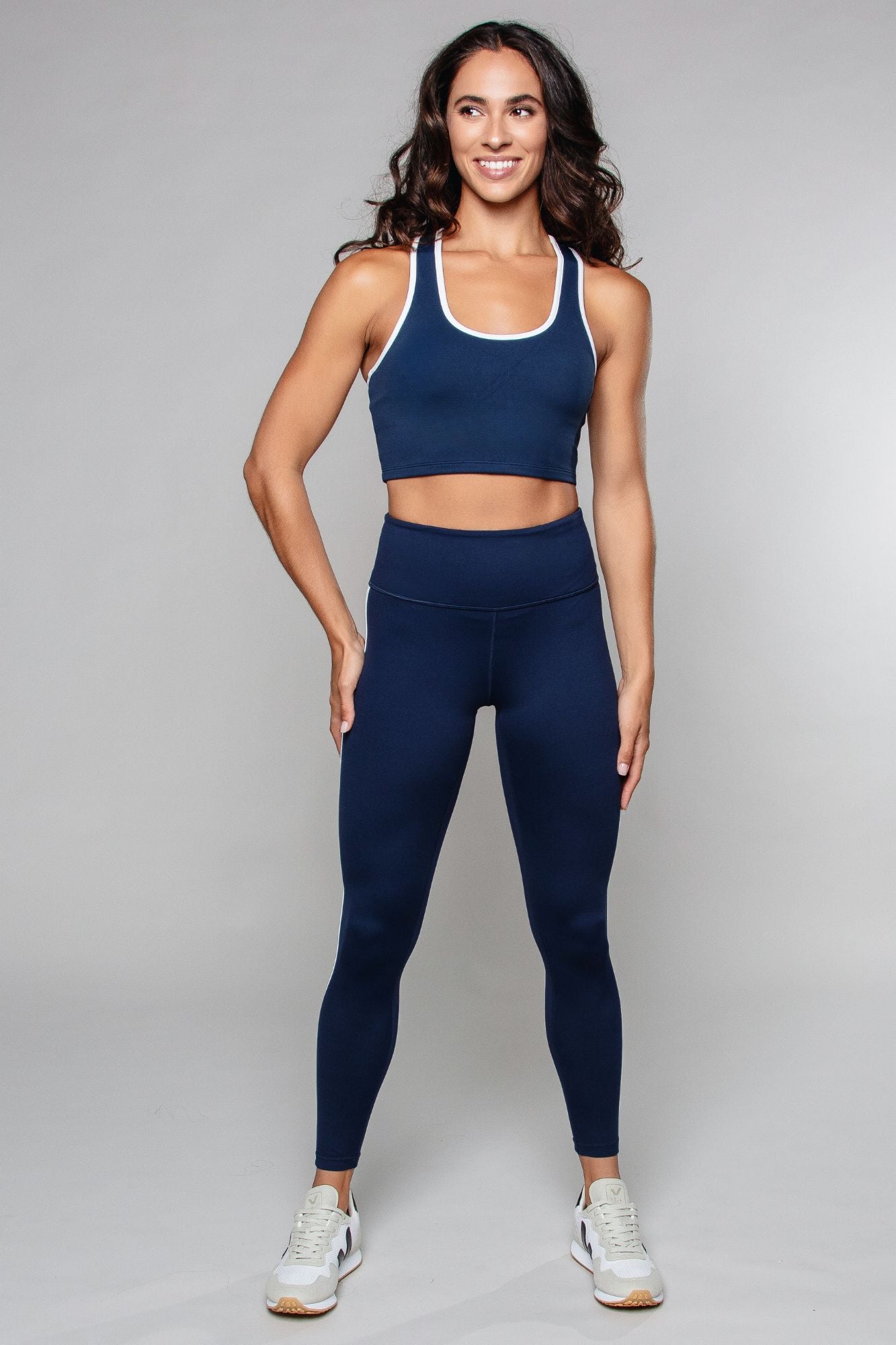 Stride Piped Navy & White Matching Set