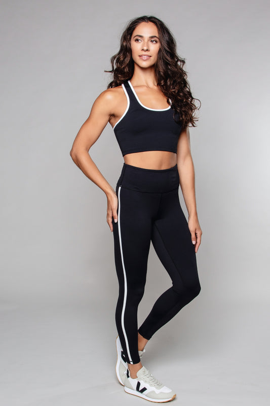 Stride Piped Black & White Matching Set