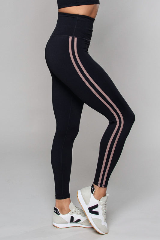 Stride Piped High Waisted Legging Black / Taupe