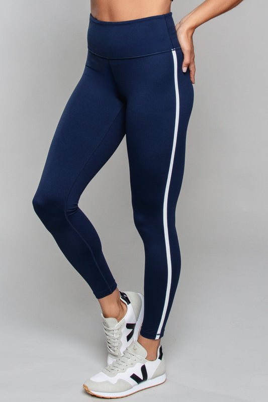 Stride Piped High Waisted Legging Navy / White