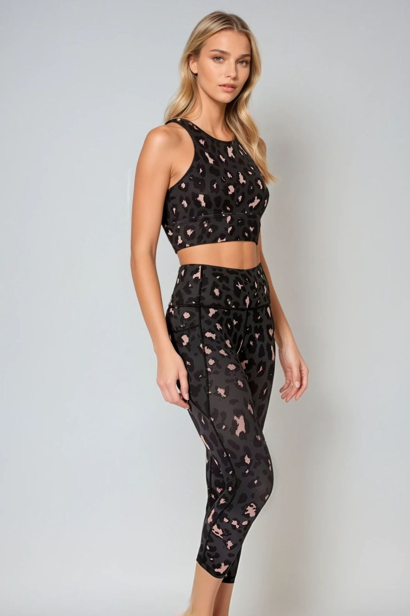 Blush Leopard Crop Bra - Born Nouli
