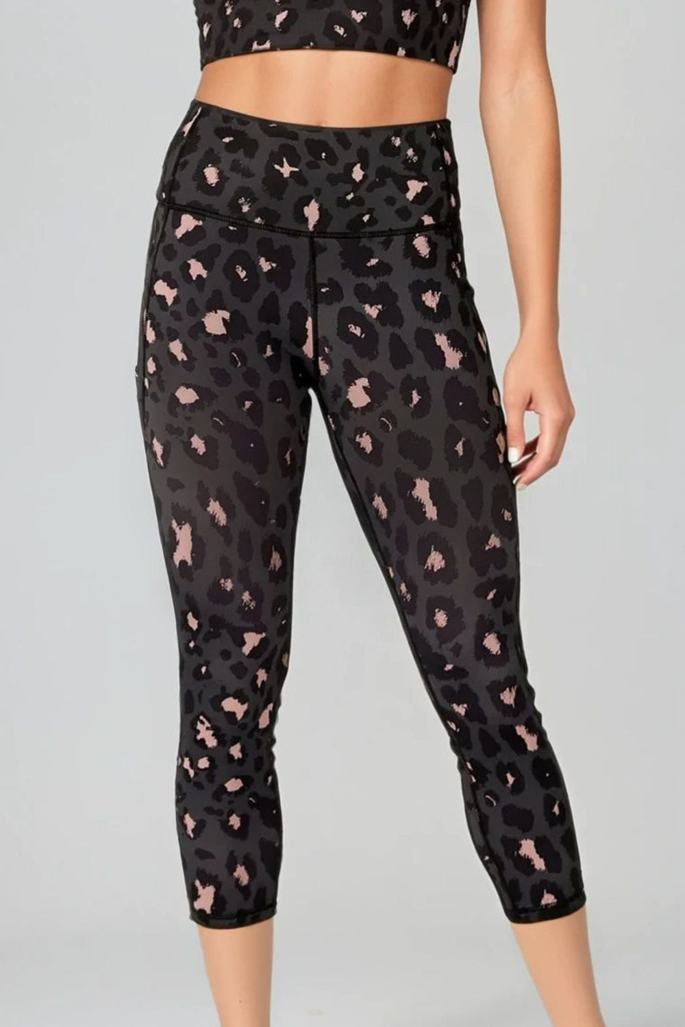 Blush Leopard High Waisted 7/8 Pocket Legging - Born Nouli