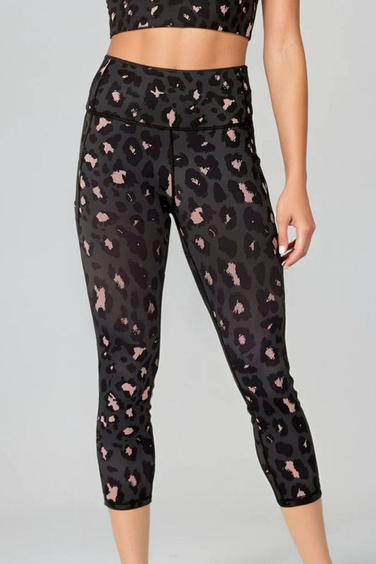 Blush Leopard High Waisted 7/8 Pocket Legging - Born Nouli