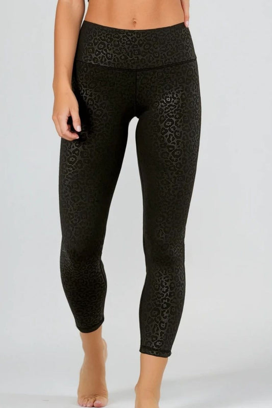 Jet Leopard High Waisted Legging 7/8 Length - Born Nouli