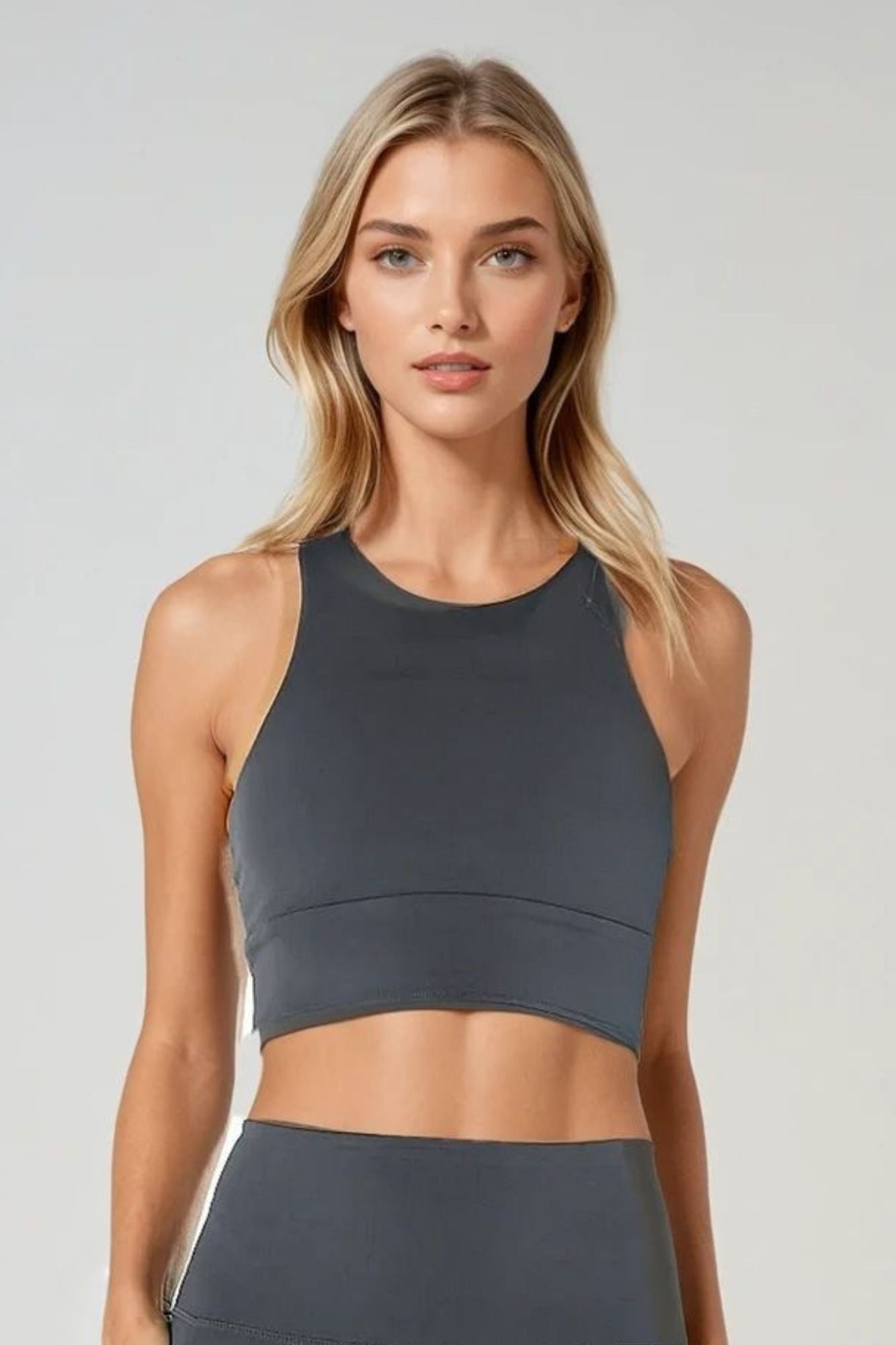 Longline Crop Bra Slate Grey - Born Nouli