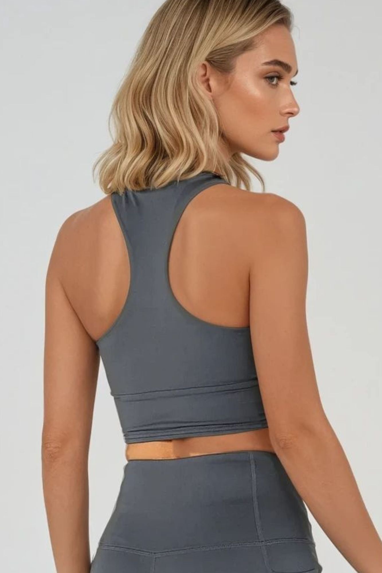Longline Crop Bra Slate Grey - Born Nouli