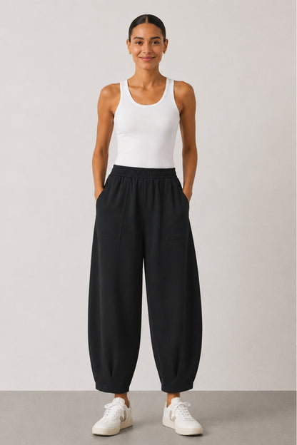 Sloane Relaxed Barrel Leg Trouser Black