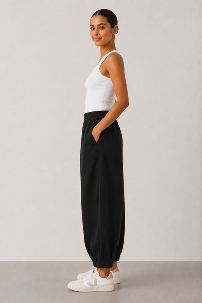 Sloane Relaxed Barrel Leg Trouser Black