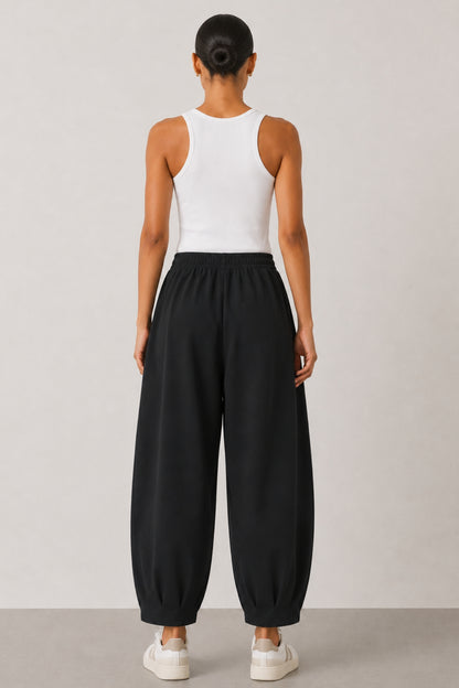 Sloane Relaxed Barrel Leg Trouser Black