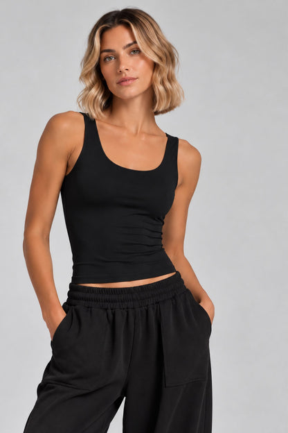 Leni Wide Strap Vest Black