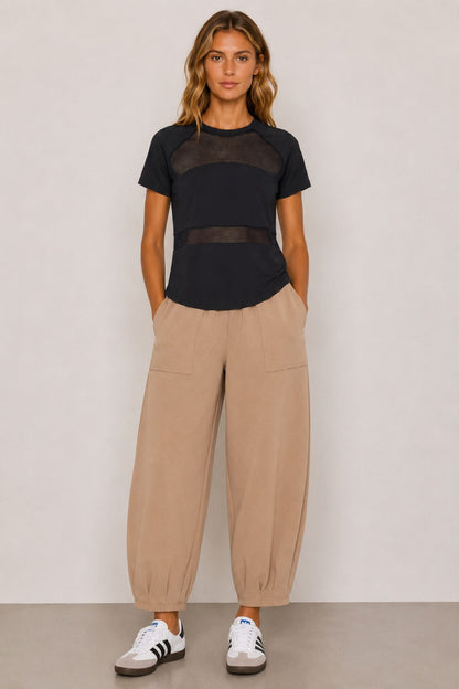Sloane Relaxed Barrel Leg Trouser Sand