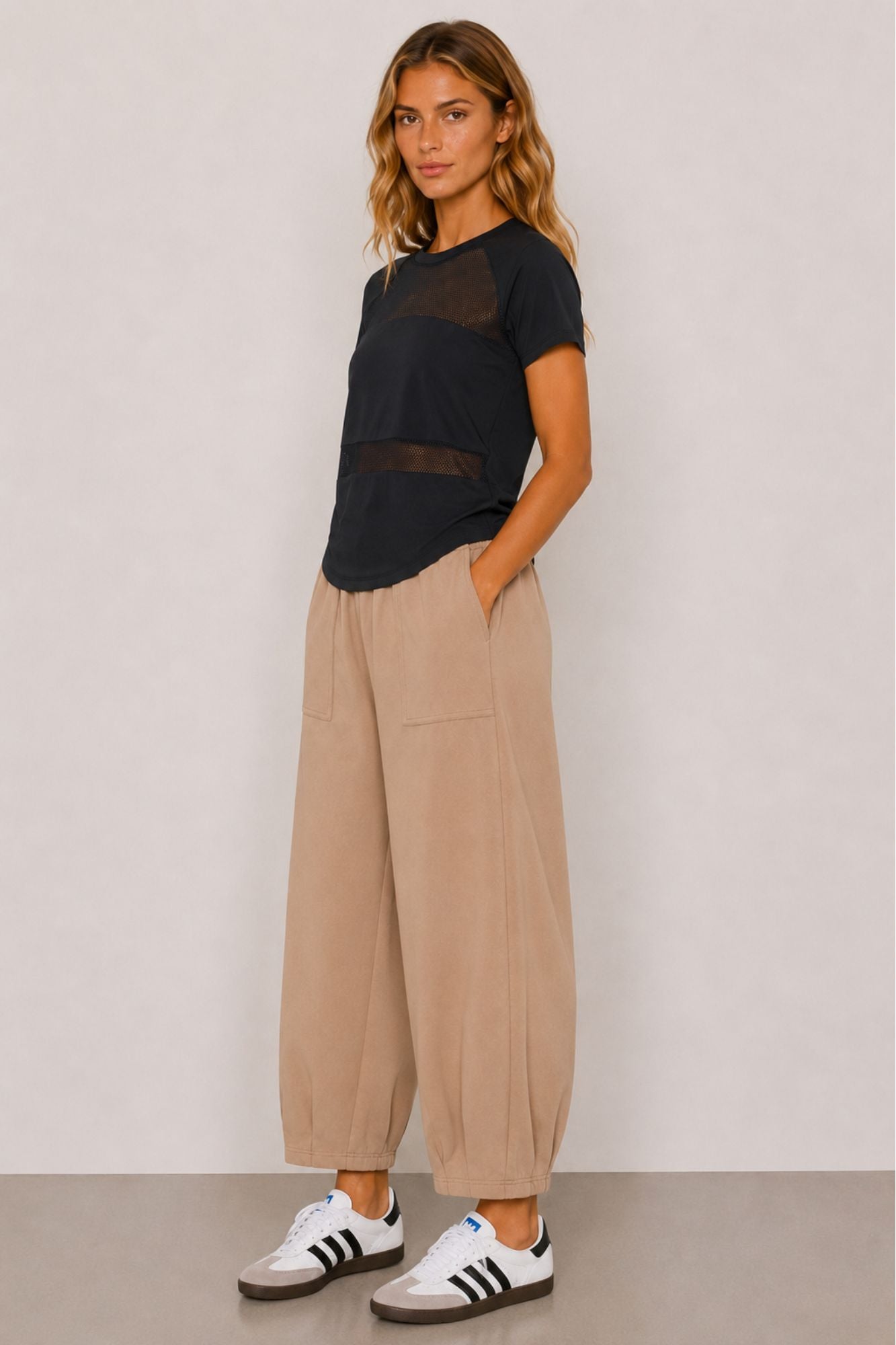 Sloane Relaxed Barrel Leg Trouser Sand