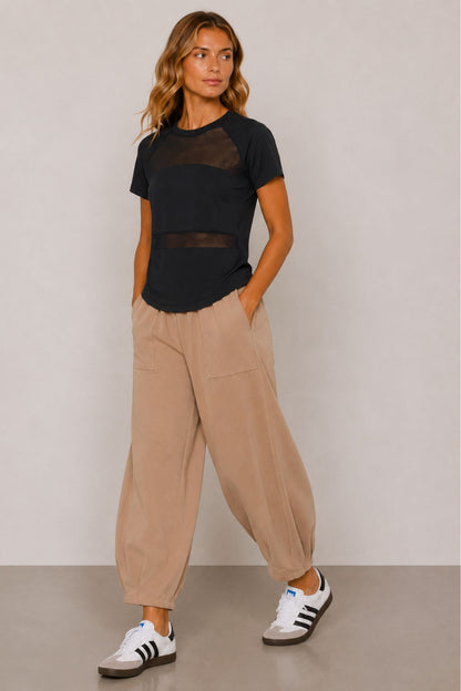 Sloane Relaxed Barrel Leg Trouser Sand