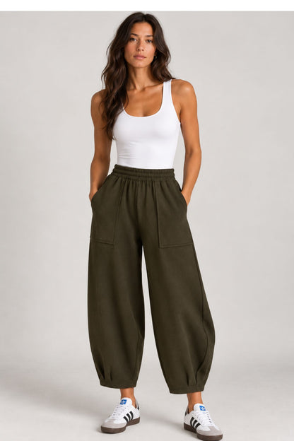 Sloane Relaxed Barrel Leg Trouser Bark