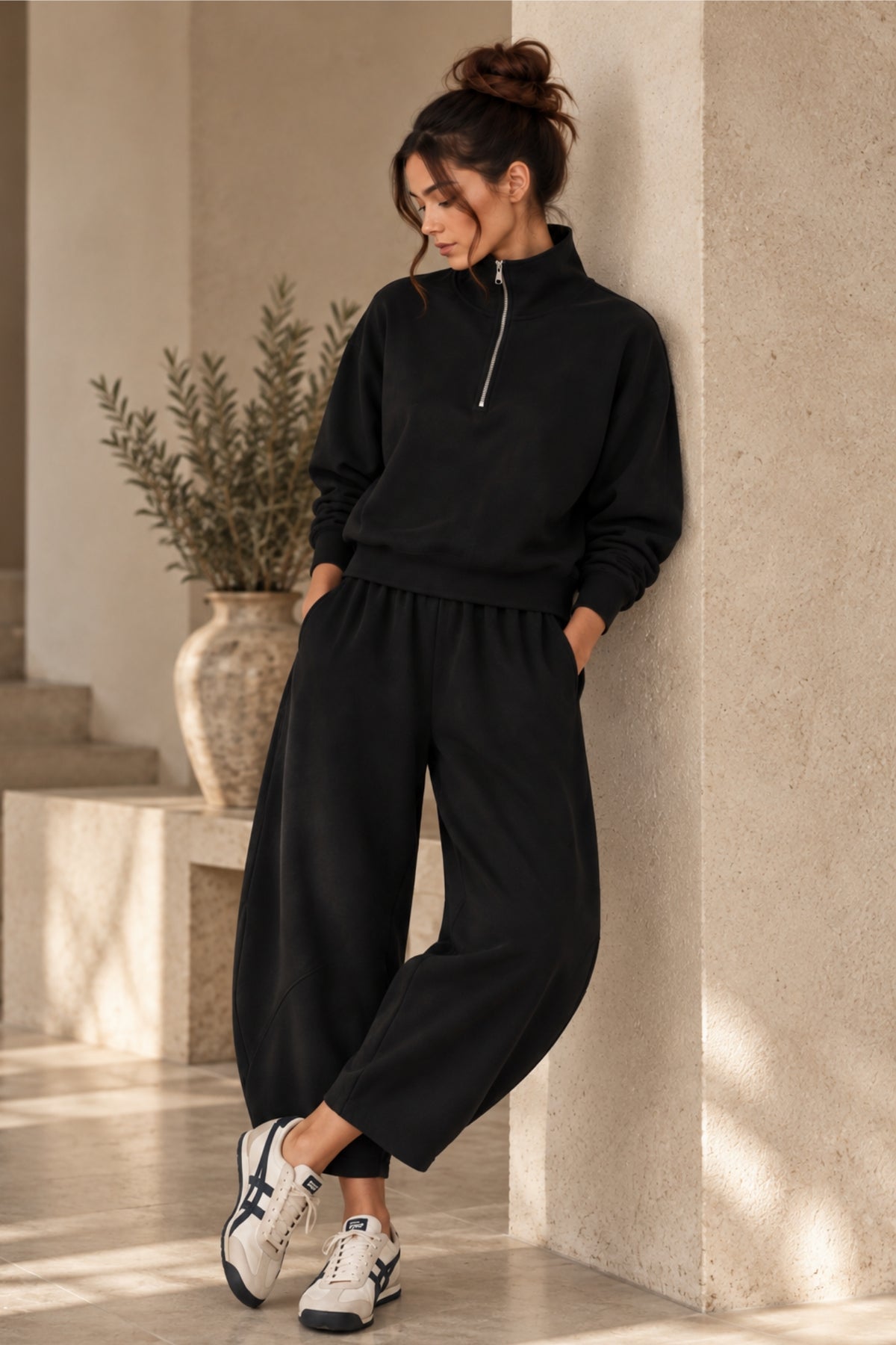 Supersoft Barrel Leg Trouser Black