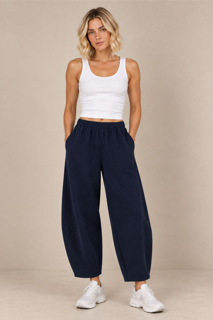 Supersoft Barrel Leg  Trouser Navy