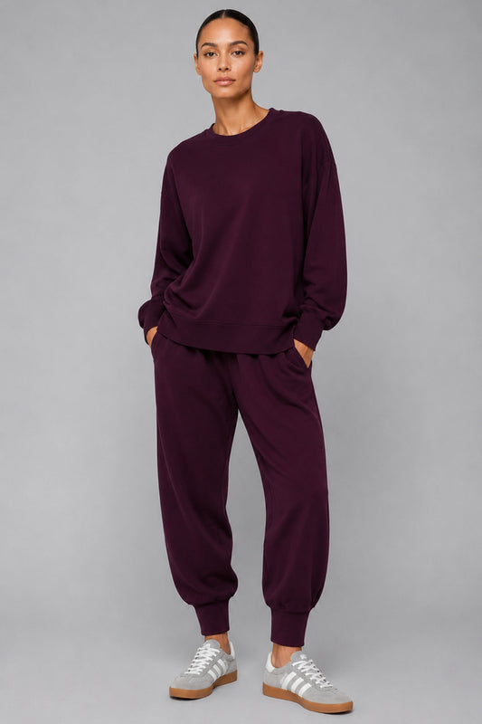 Supersoft Cuffed Sweatpant Black Cherry