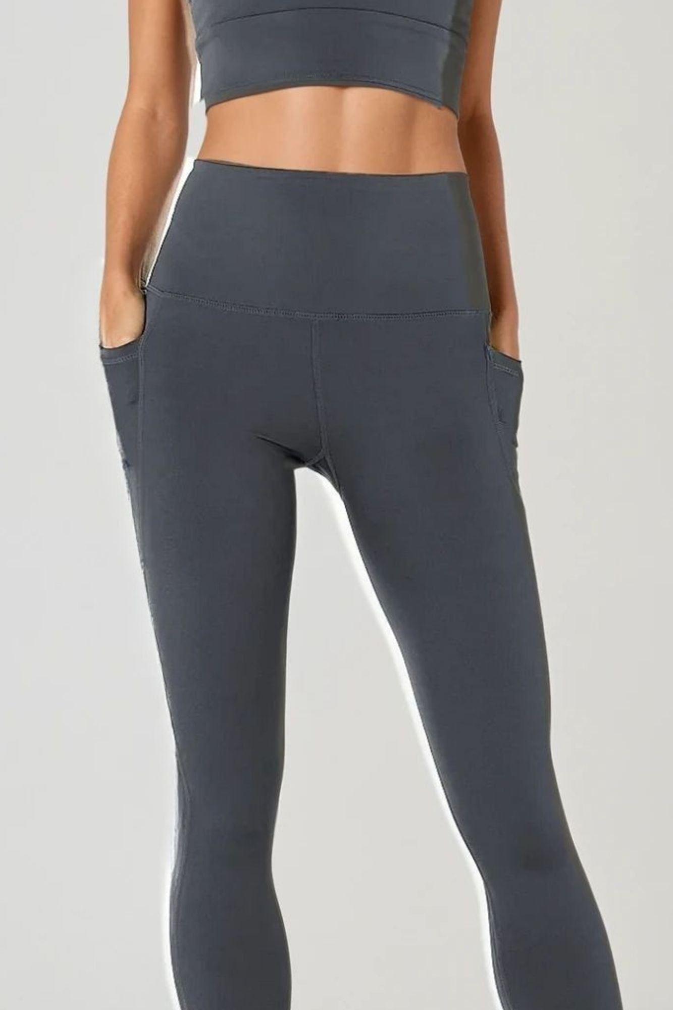 7/8 Sculpting High Waisted Pocket Legging Slate Grey