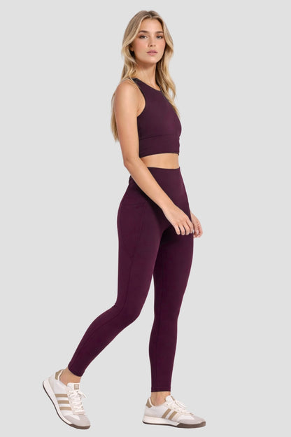 Elevate Side Pocket Full Length Legging Black Cherry - Born Nouli