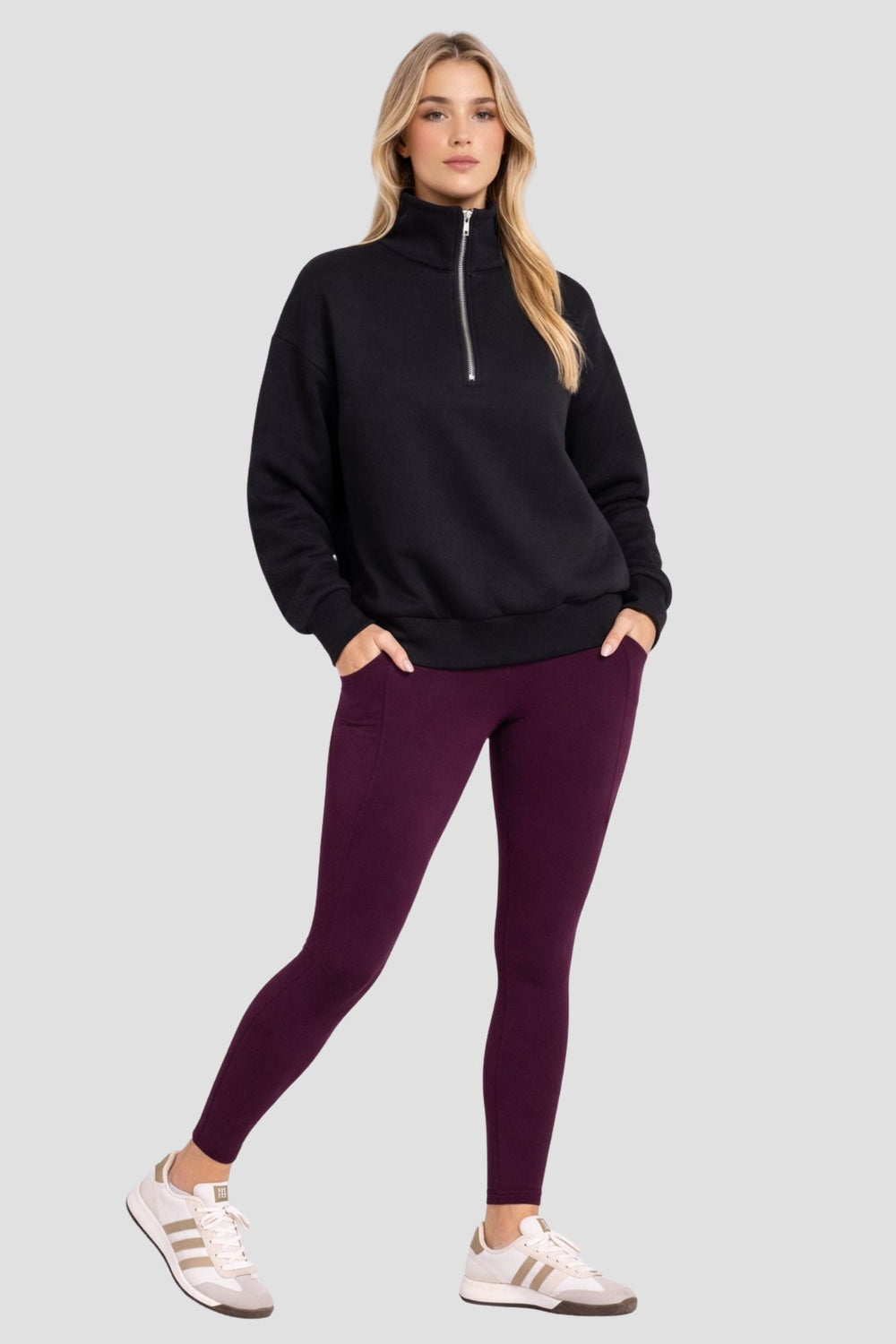 Elevate Side Pocket Full Length Legging Black Cherry - Born Nouli