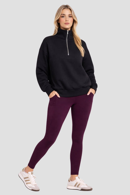 Elevate Side Pocket Full Length Legging Black Cherry - Born Nouli