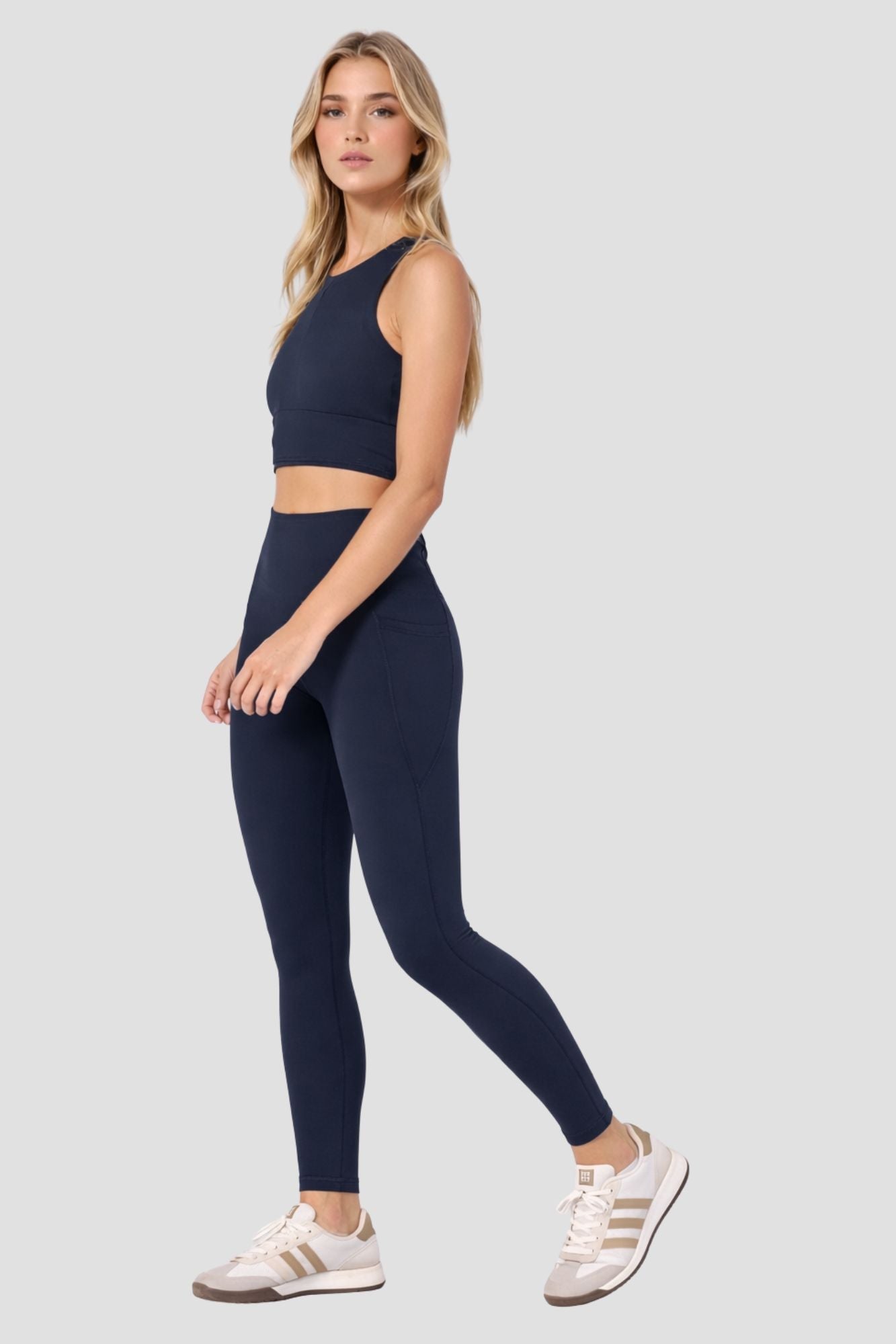 Elevate Side Pocket Full Length Legging Midnight - Born Nouli