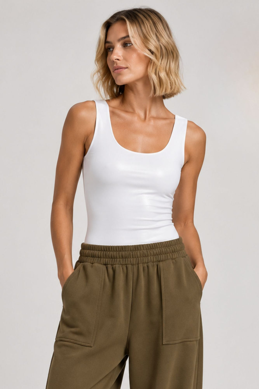Leni Wide Strap Vest White - Born Nouli