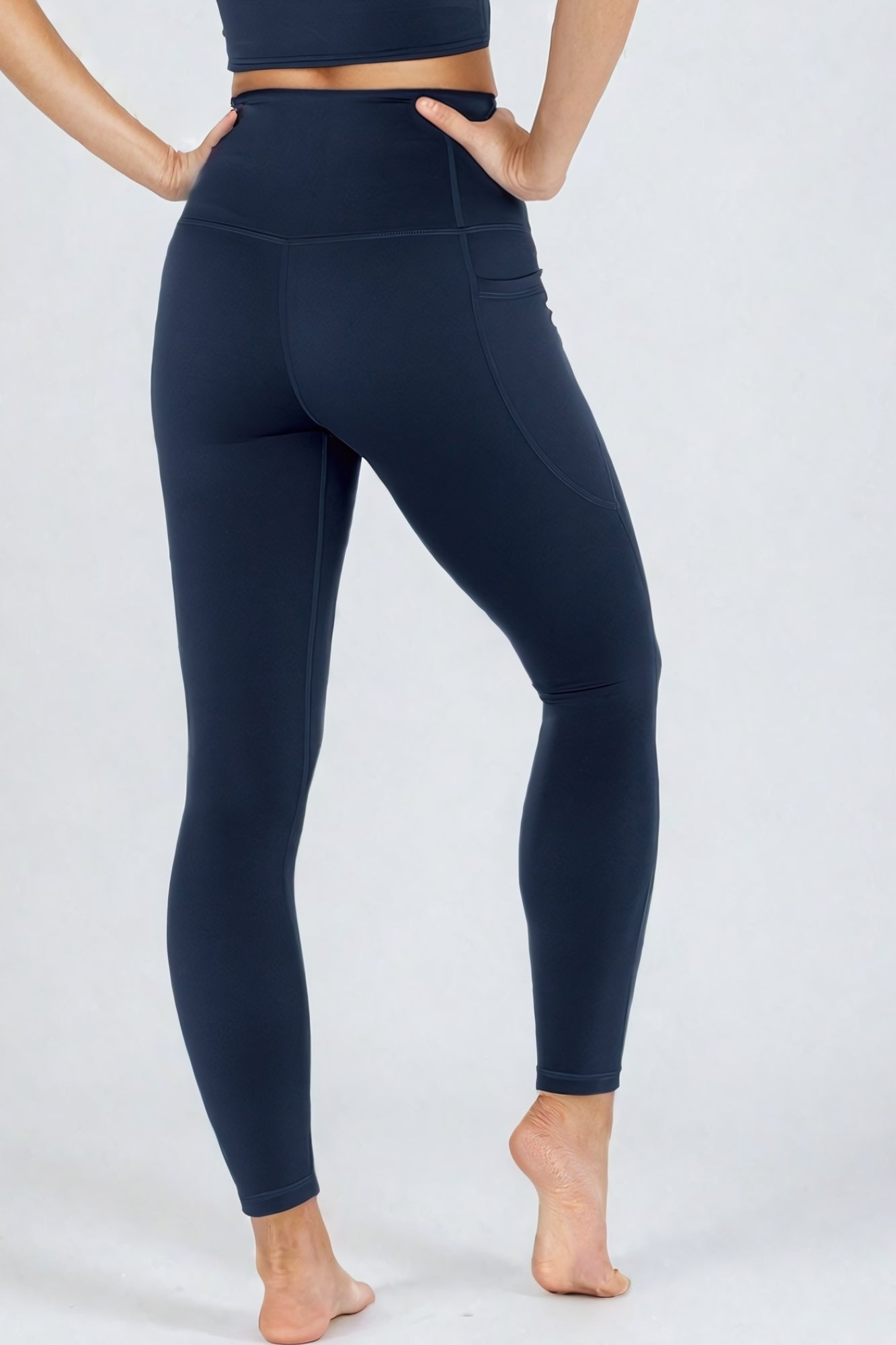 Sculpting High Waisted Full Length Pocket Legging Navy - Born Nouli