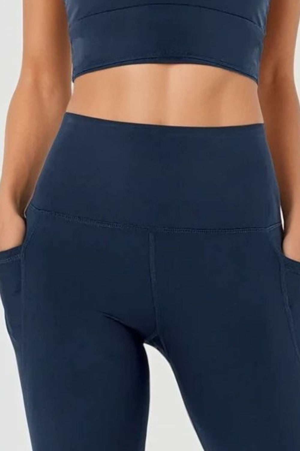High Waisted Navy Leggings with Double Pockets – Born Nouli