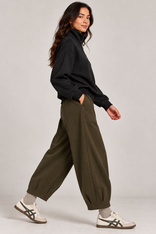 Sloane Relaxed Barrel Leg Trouser Bark - Born Nouli