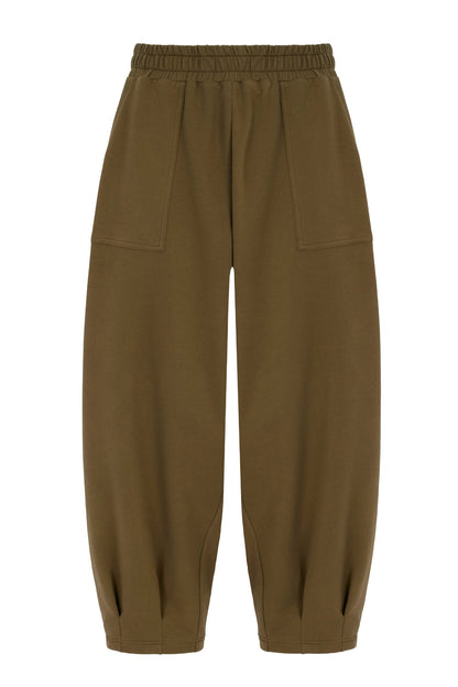 Sloane Relaxed Barrel Leg Trouser Olive - Born Nouli