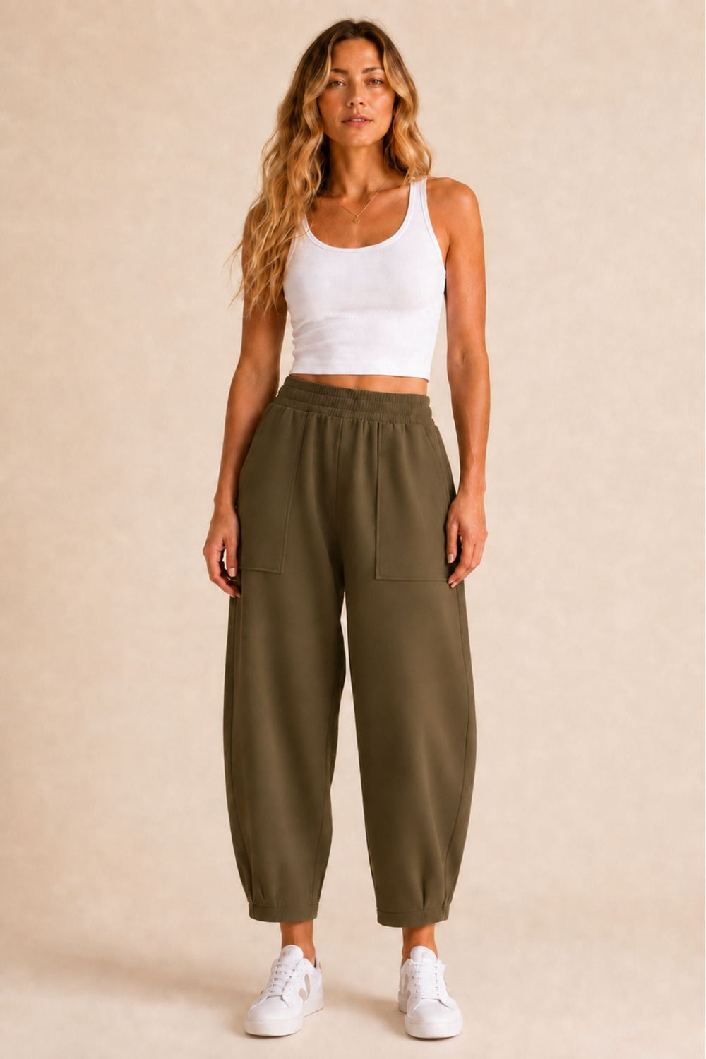 Sloane Relaxed Barrel Leg Trouser Olive - Born Nouli