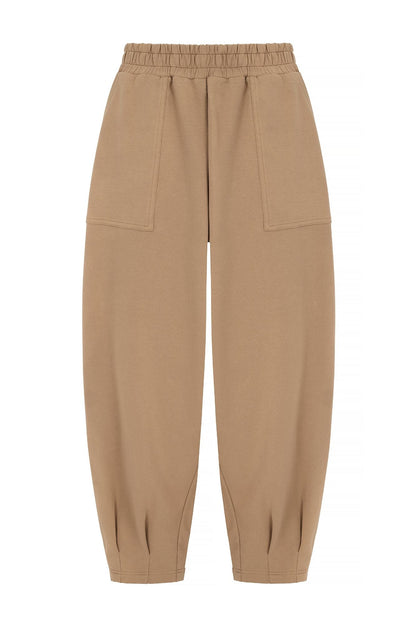 Sloane Relaxed Barrel Leg Trouser Sand - Born Nouli