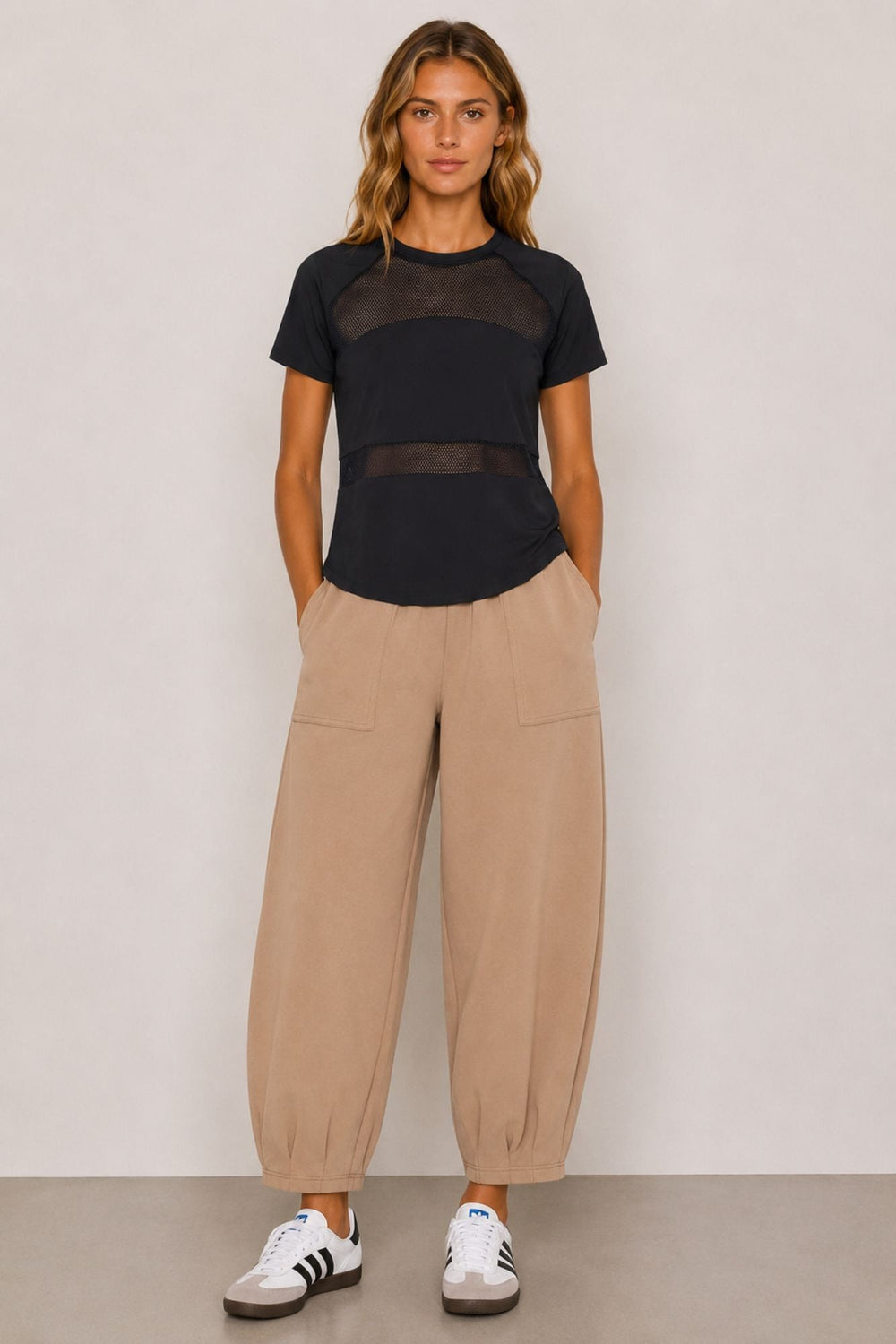 Sloane Relaxed Barrel Leg Trouser Sand - Born Nouli