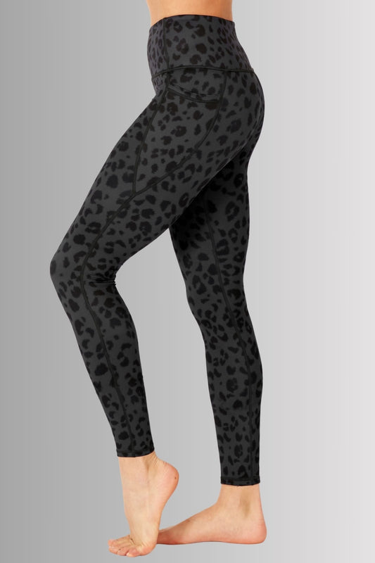 Steel Leopard High Waisted Pocket Legging - Born Nouli