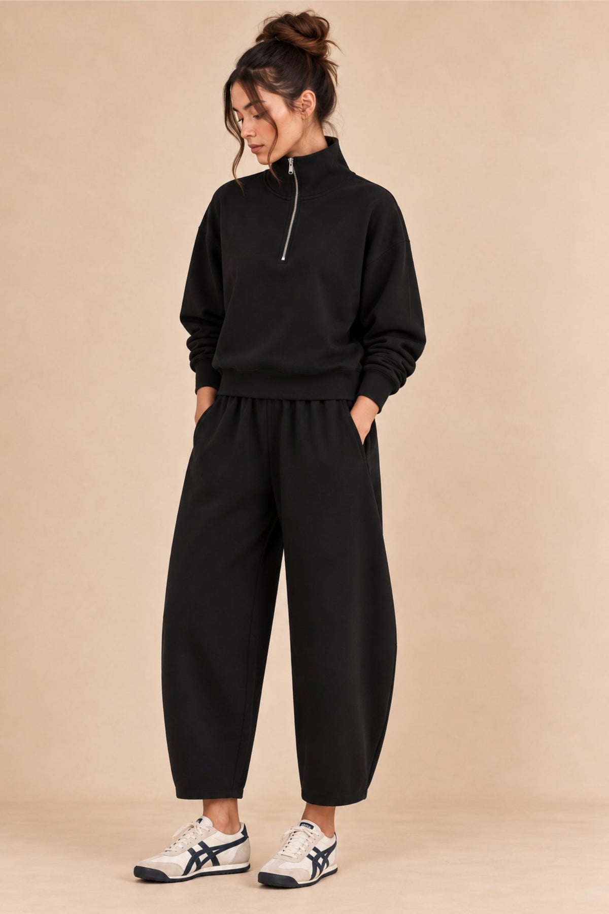 Supersoft Barrel Leg Trouser Black - Born Nouli