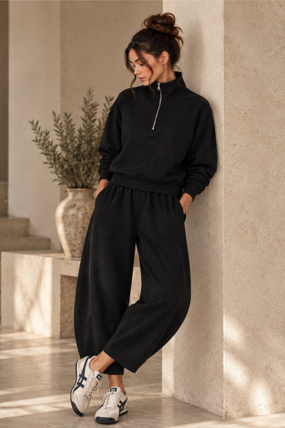 Supersoft Barrel Leg Trouser Black - Born Nouli