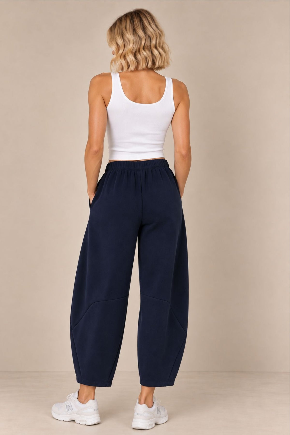 Supersoft Barrel Leg Trouser Navy - Born Nouli