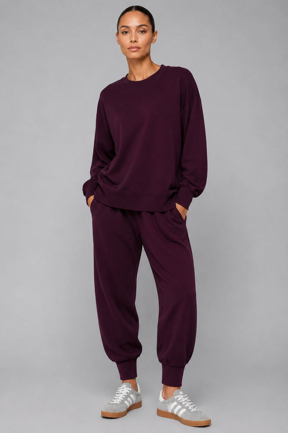 Supersoft Cuffed Sweatpant Black Cherry - Born Nouli