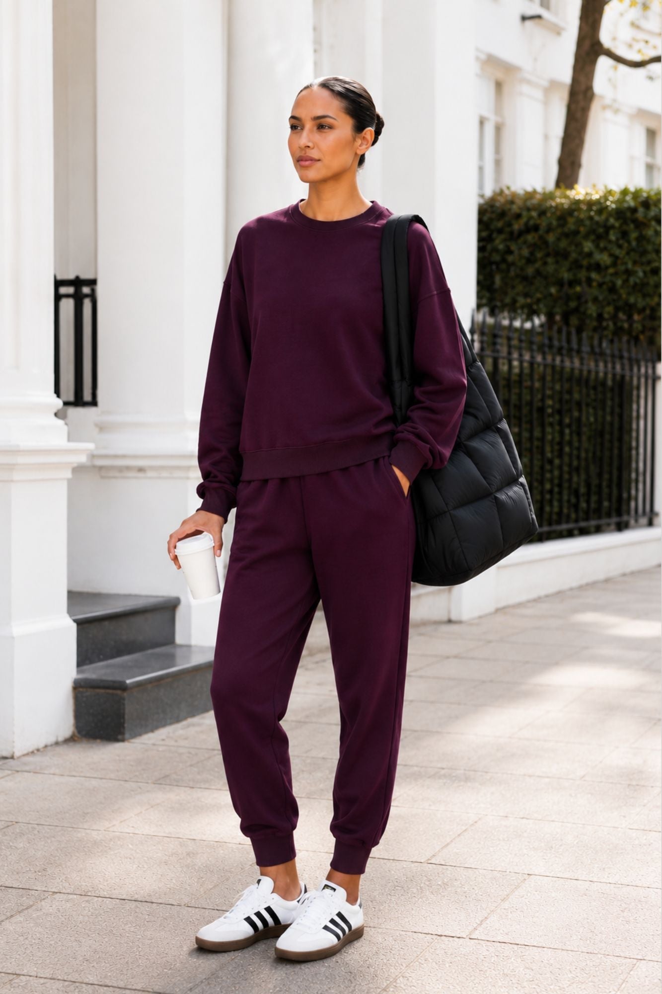 Supersoft Cuffed Sweatpant Black Cherry - Born Nouli