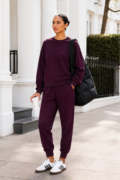 Supersoft Cuffed Sweatpant Black Cherry - Born Nouli