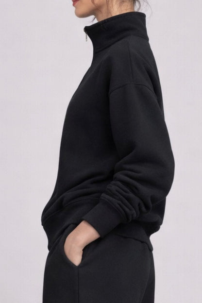 Supersoft Half Zip Sweatshirt Black - Born Nouli