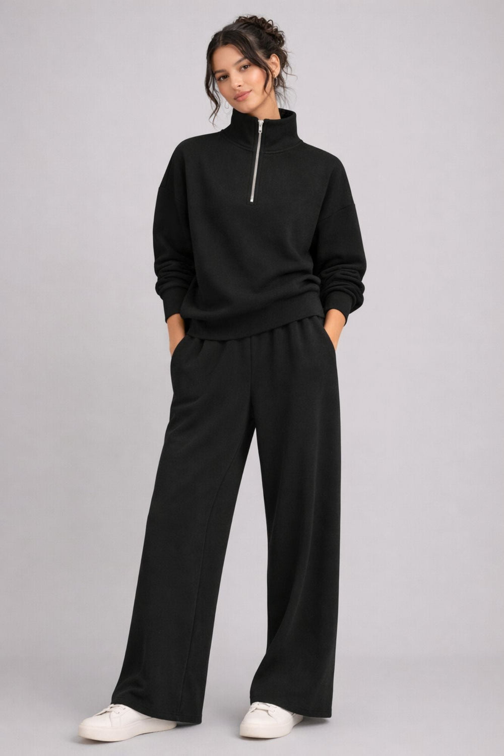 Supersoft Half Zip Sweatshirt Black - Born Nouli