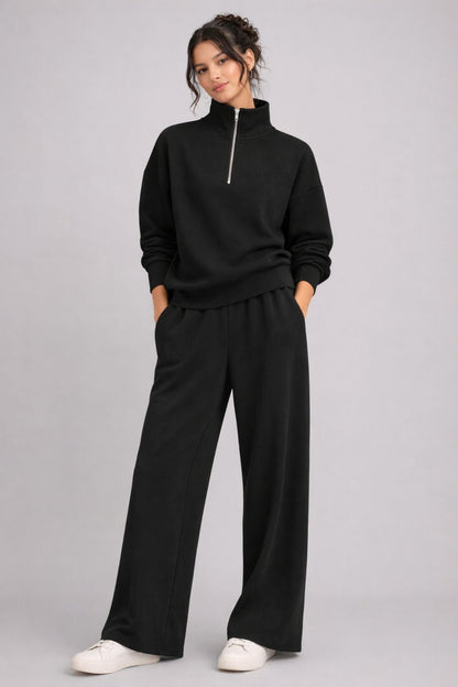 Supersoft Half Zip Sweatshirt Black - Born Nouli