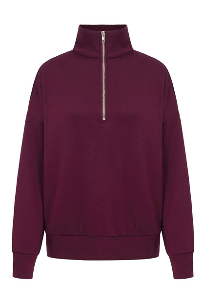 Supersoft Half Zip Sweatshirt Black Cherry - Born Nouli