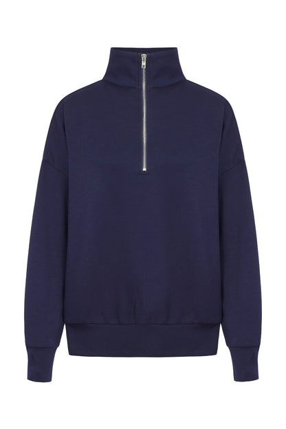 Supersoft Half Zip Sweatshirt Navy - Born Nouli