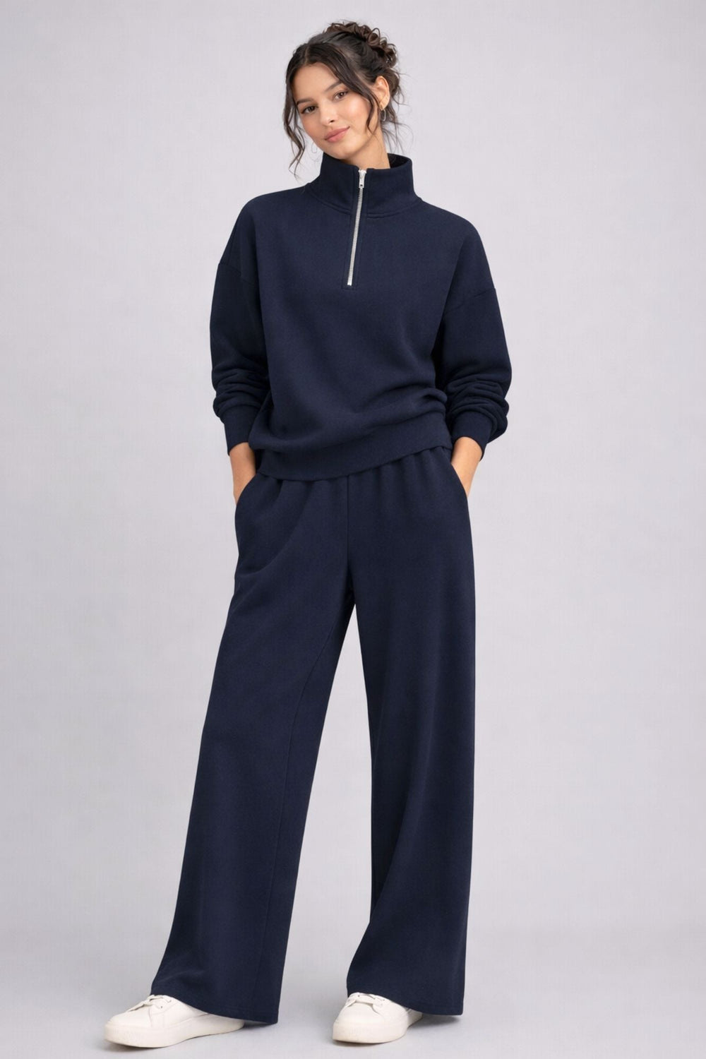 Supersoft Half Zip Sweatshirt Navy - Born Nouli