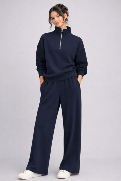Supersoft Half Zip Sweatshirt Navy - Born Nouli