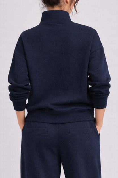 Supersoft Half Zip Sweatshirt Navy - Born Nouli