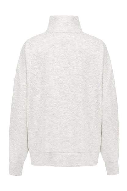 Supersoft Half Zip Sweatshirt Oat Marl - Born Nouli
